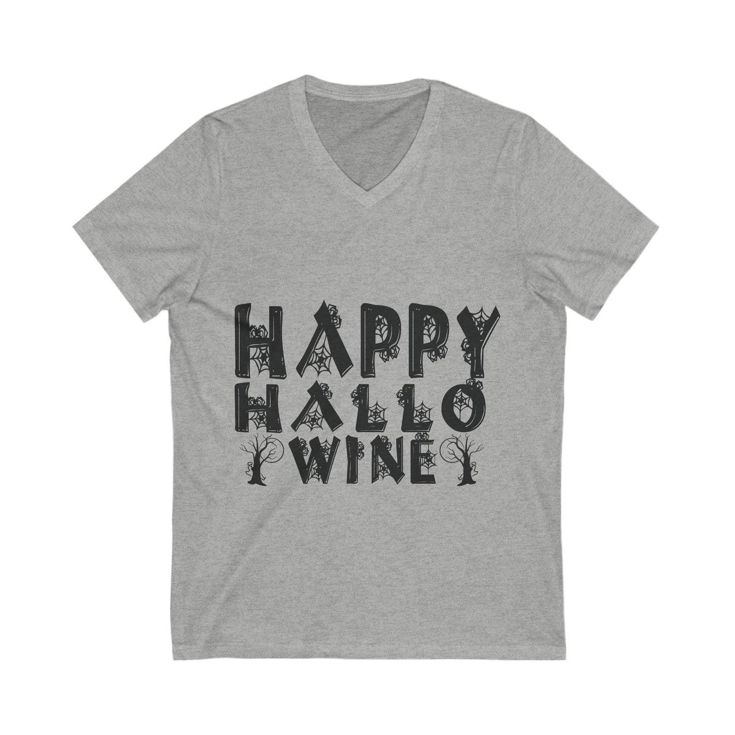 Happy Hallo Wine Unisex Short Sleeve V-neck Tshirt