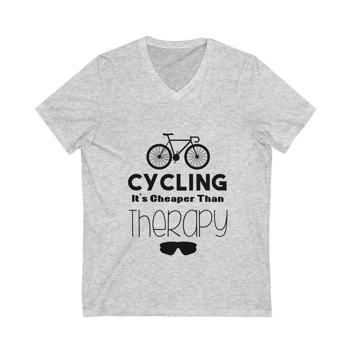 Cycling It'S Cheaper Than Therapy Unisex Short Sleeve V-neck Tshirt