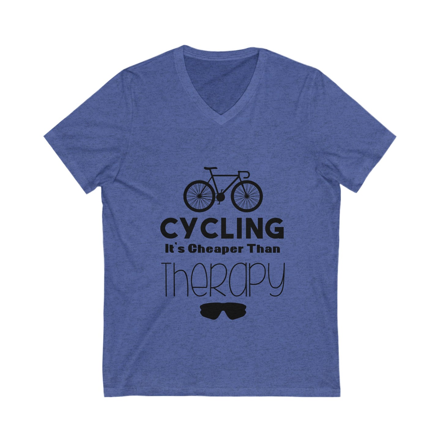 Cycling It'S Cheaper Than Therapy Unisex Short Sleeve V-neck Tshirt