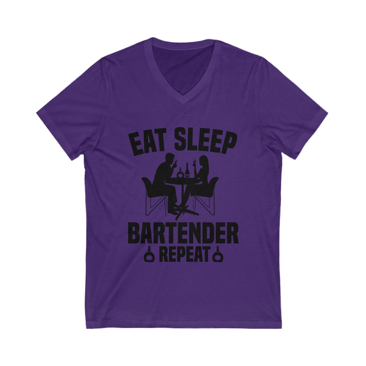 Eat Sleep Bartender Repeat Unisex Short Sleeve V-neck Tshirt