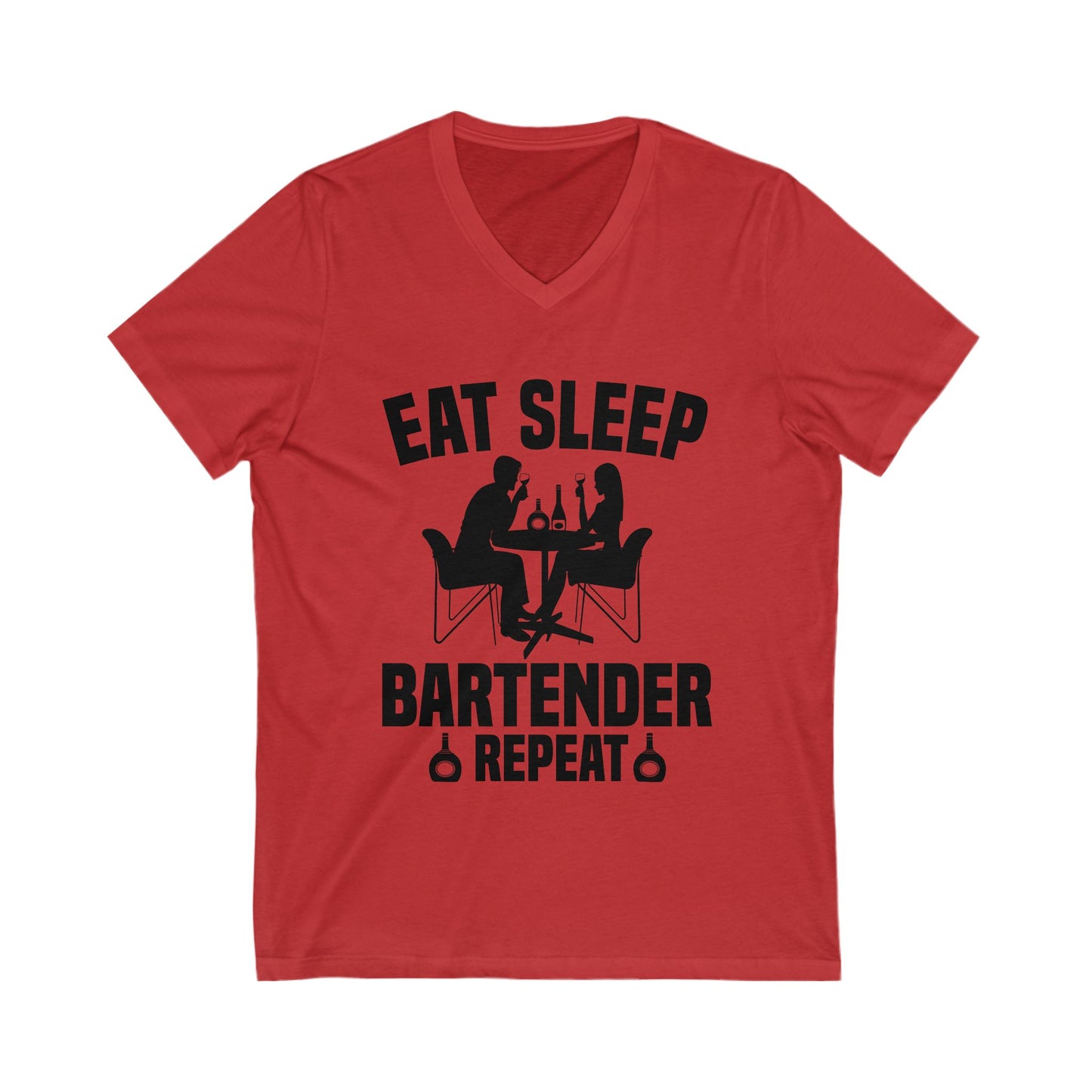 Eat Sleep Bartender Repeat Unisex Short Sleeve V-neck Tshirt