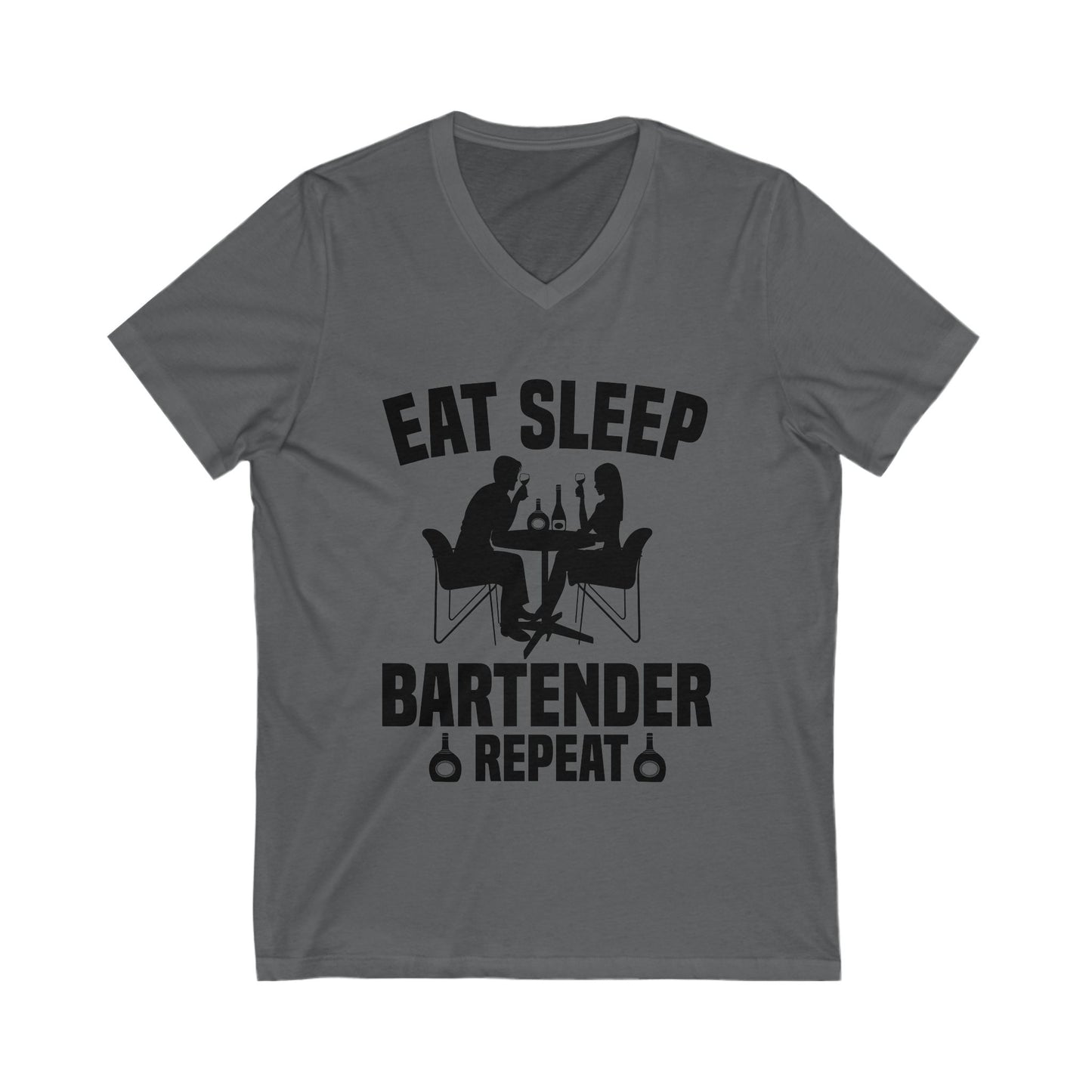 Eat Sleep Bartender Repeat Unisex Short Sleeve V-neck Tshirt