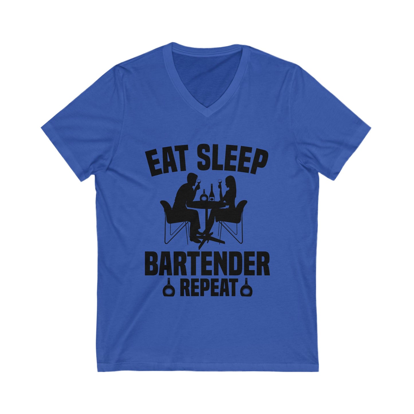Eat Sleep Bartender Repeat Unisex Short Sleeve V-neck Tshirt