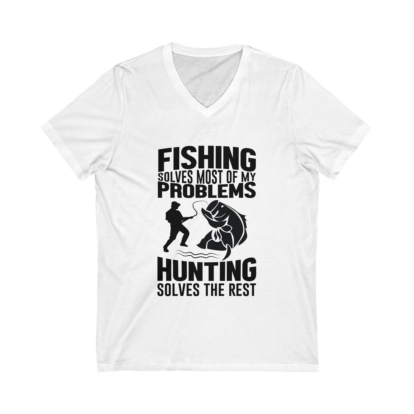 Fishing Solves My Problems Unisex Short Sleeve V-neck Tshirt