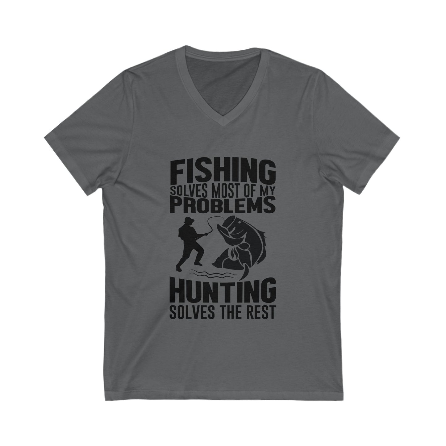Fishing Solves My Problems Unisex Short Sleeve V-neck Tshirt