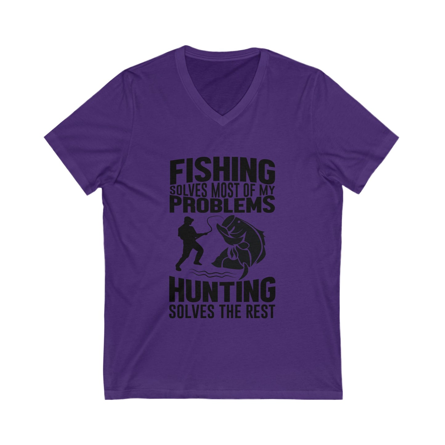Fishing Solves My Problems Unisex Short Sleeve V-neck Tshirt