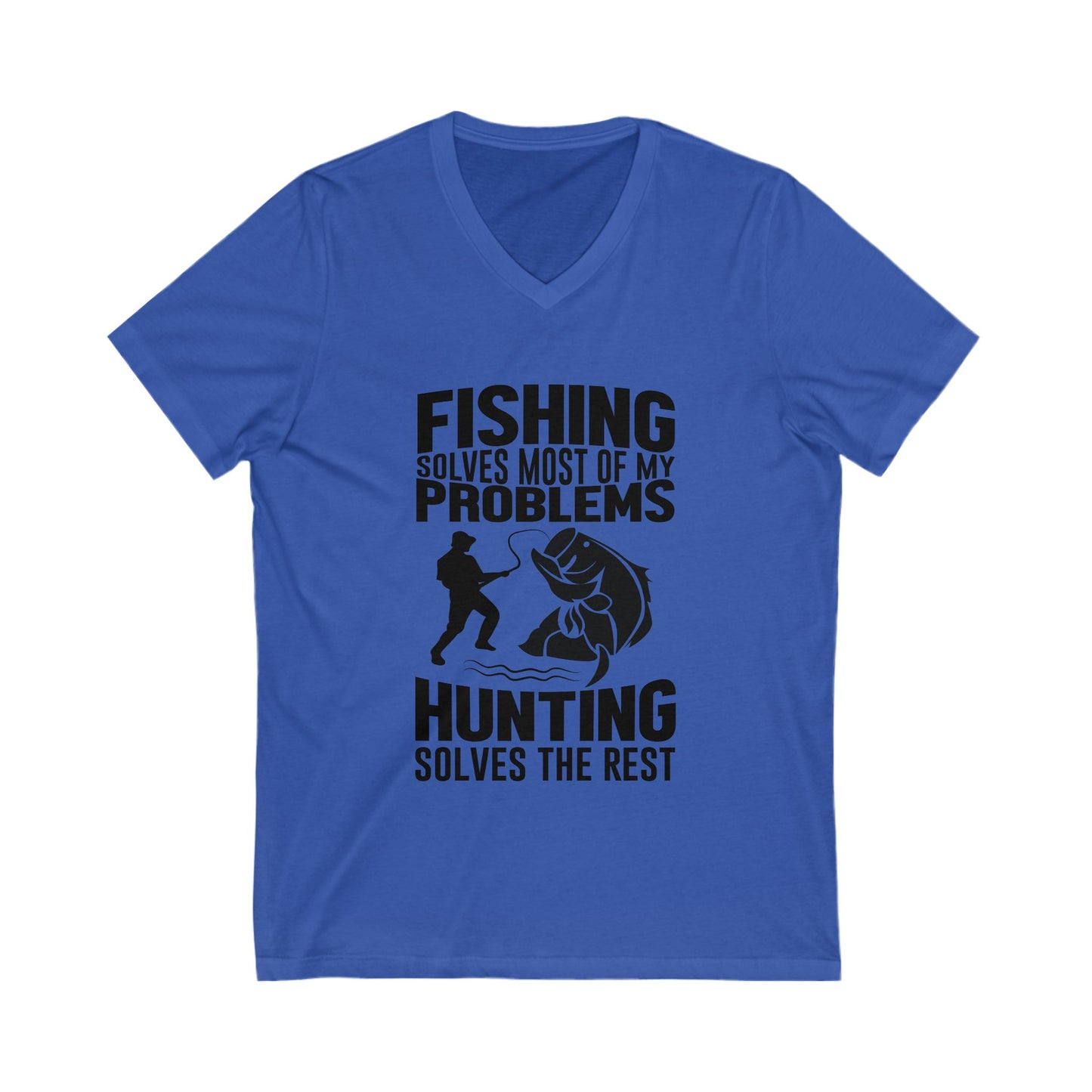 Fishing Solves My Problems Unisex Short Sleeve V-neck Tshirt