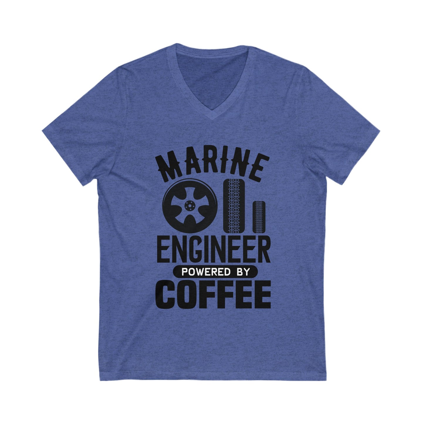 Marine Engineer Powered By Coffee Unisex Short Sleeve V-neck Tshirt