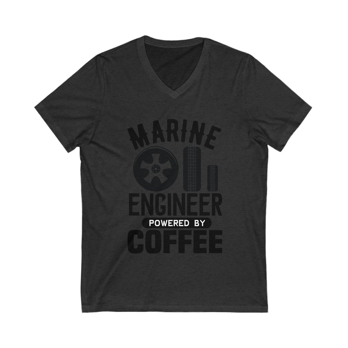 Marine Engineer Powered By Coffee Unisex Short Sleeve V-neck Tshirt