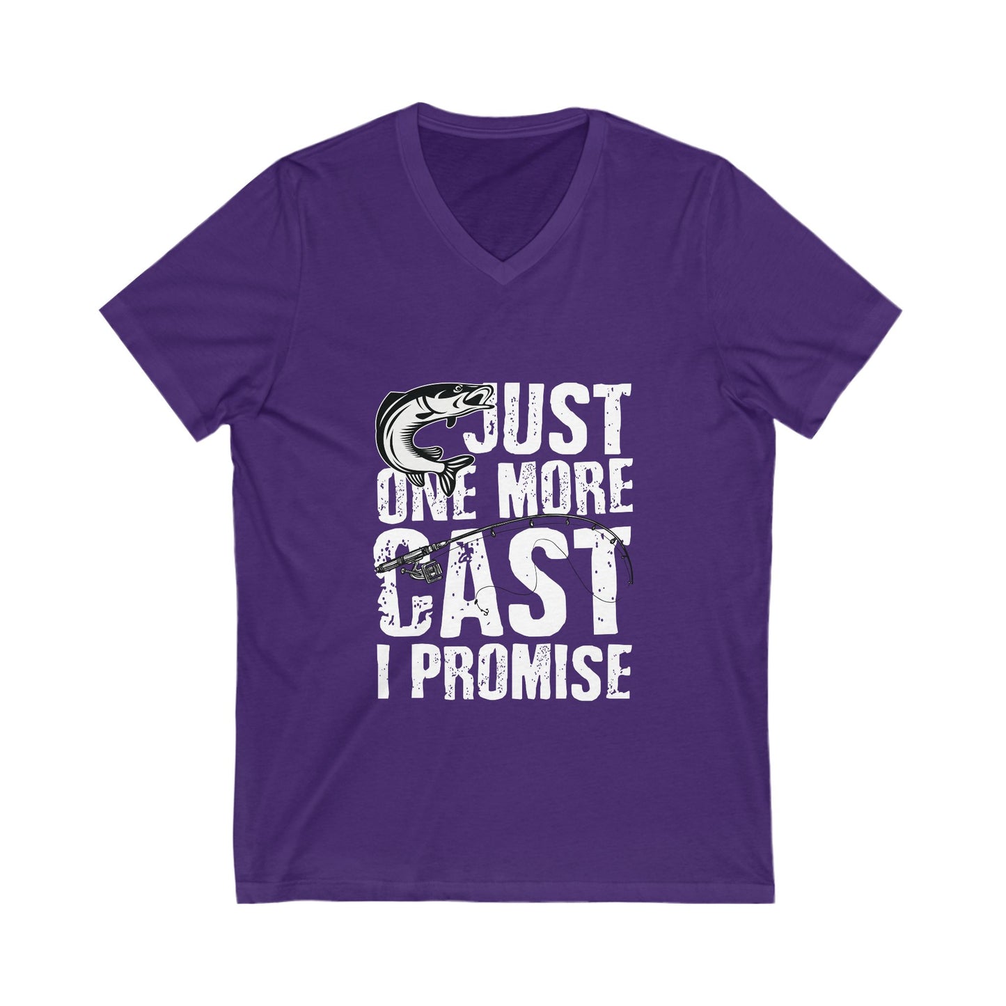 Just One More Cast, I Promise Unisex Short Sleeve V-neck Tshirt