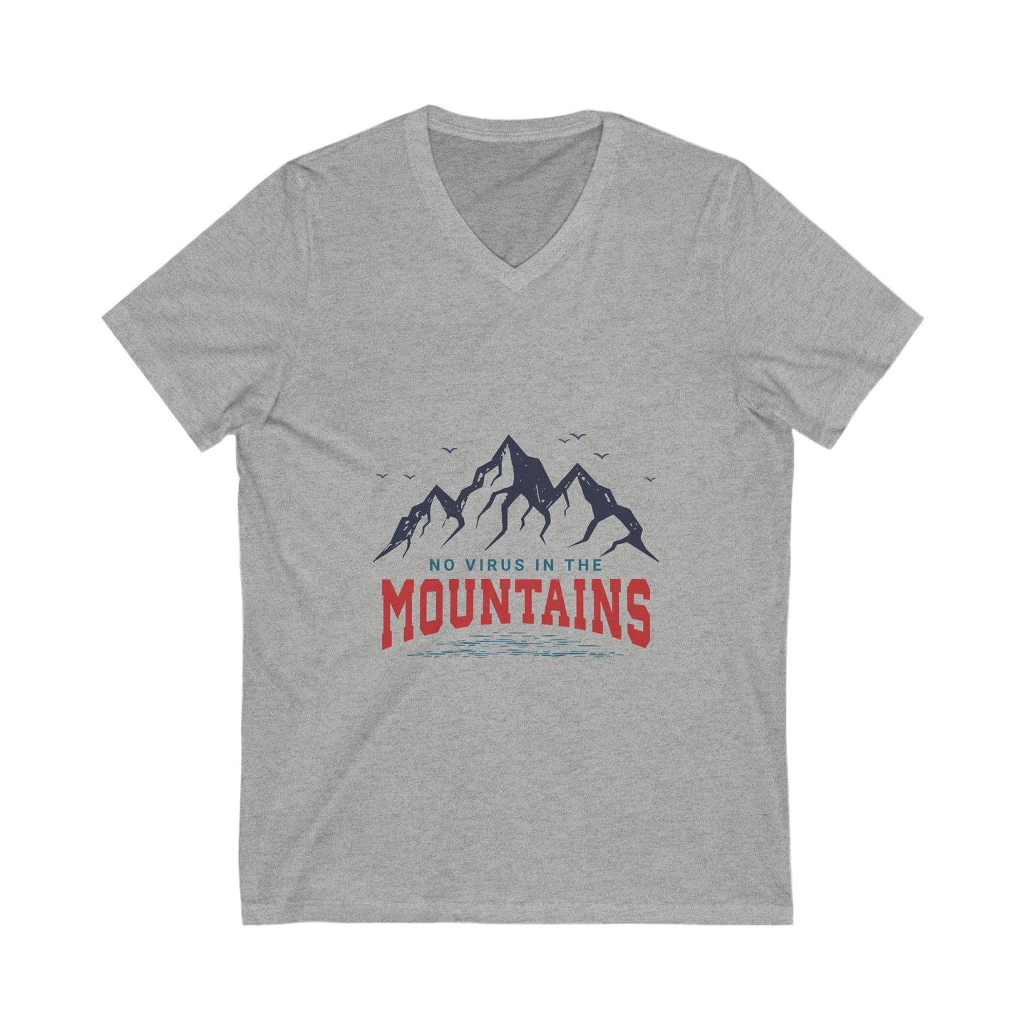Mountains Vibe Unisex V-Neck Tee - "No Virus in the Mountains"