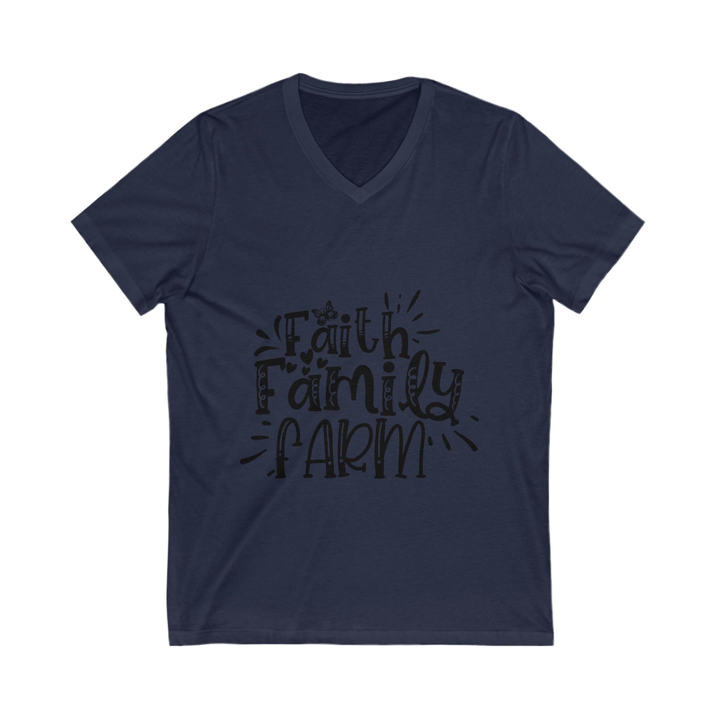 Faith Family Farm Unisex Short Sleeve V-neck Tshirt