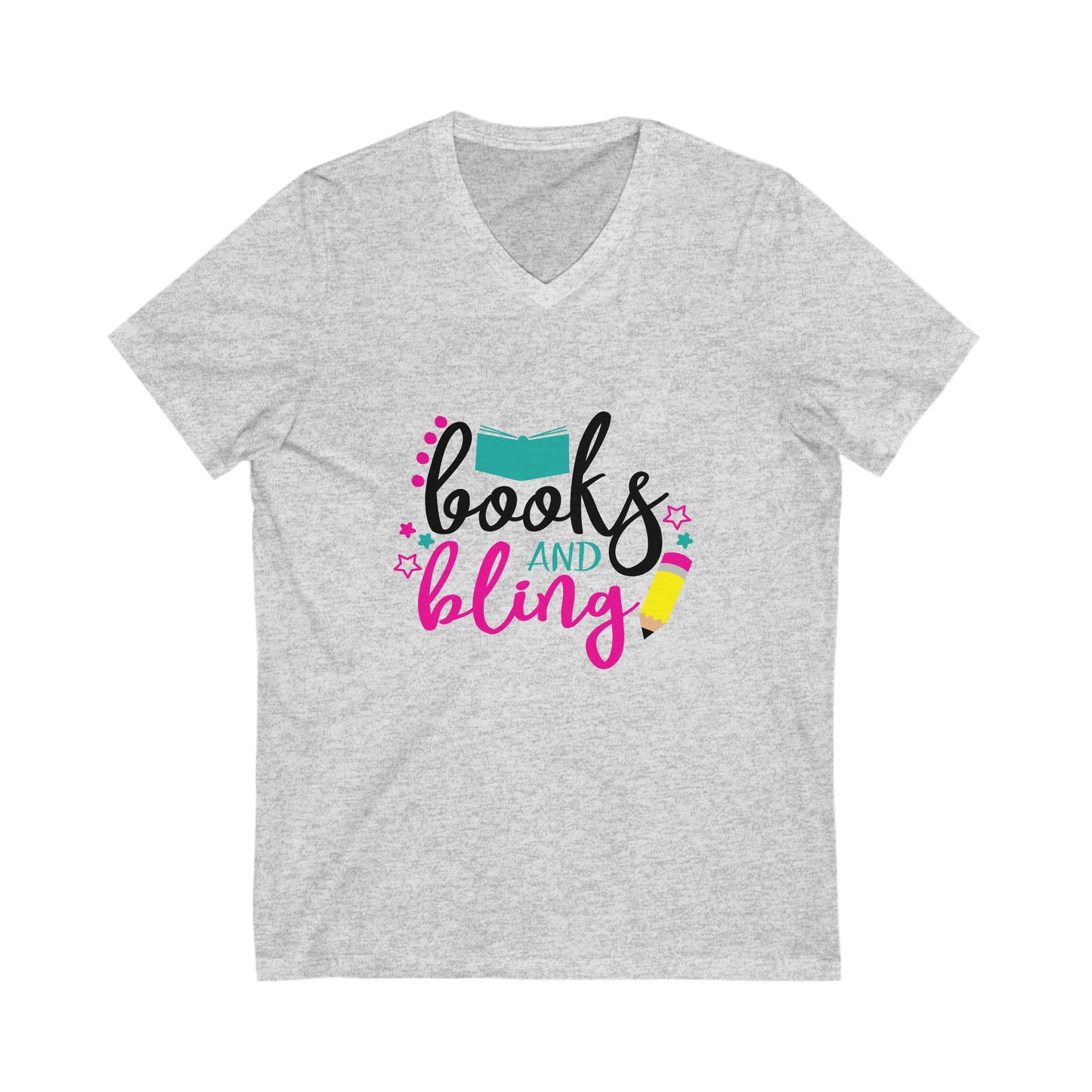 Books And Bling Unisex Short Sleeve V-neck Tshirt