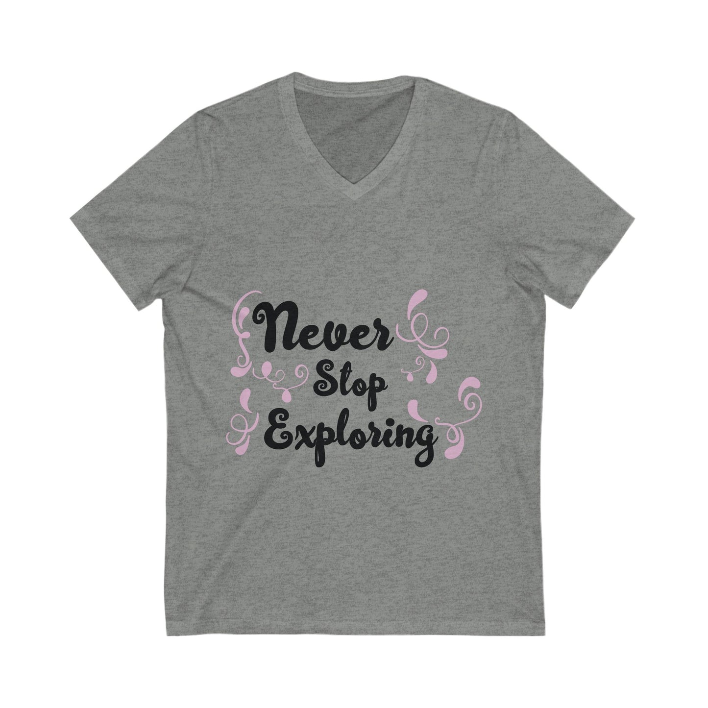 Never Stop Exploring Unisex Short Sleeve V-neck Tshirt