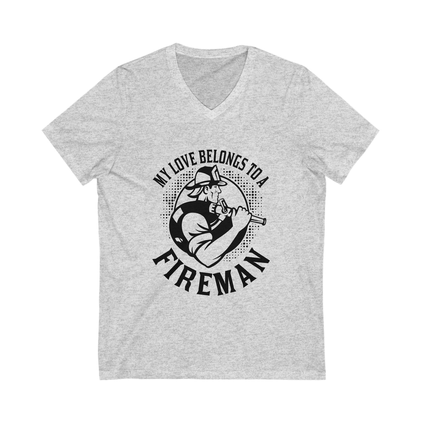 My Love Belongs To A Fireman Unisex Short Sleeve V-neck Tshirt