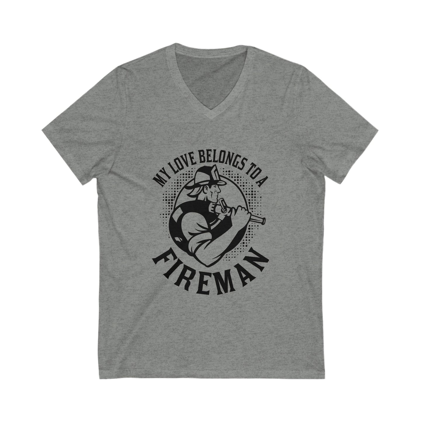 My Love Belongs To A Fireman Unisex Short Sleeve V-neck Tshirt