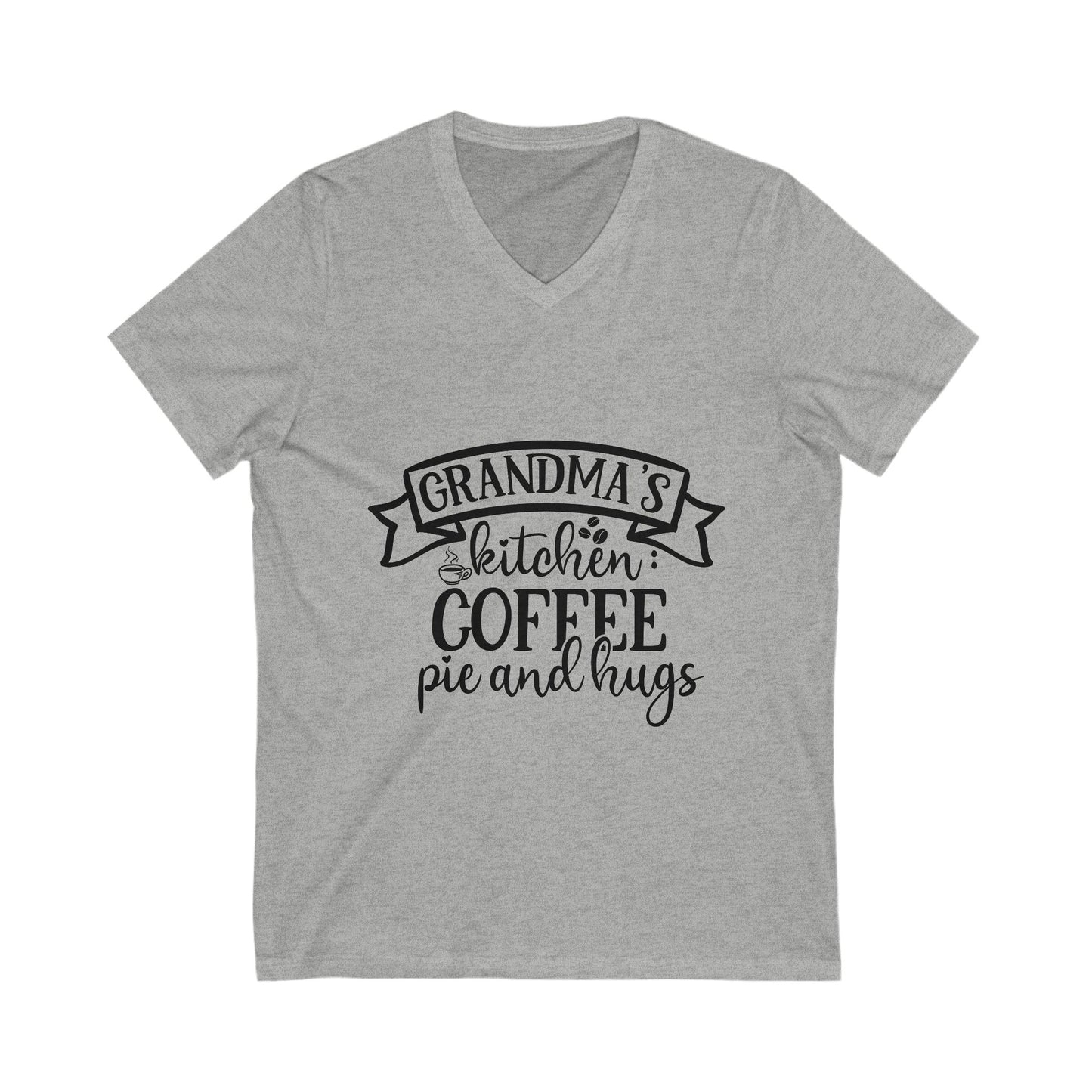 Grandma'S Kitchen Coffee, Pie And Hugs Unisex Short Sleeve V-neck Tshirt