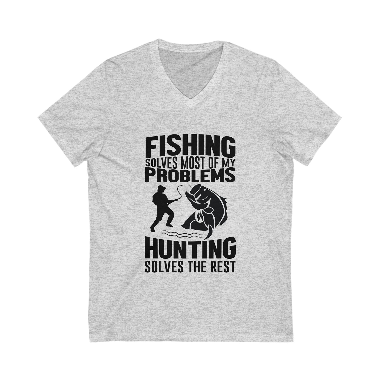 Fishing Solves My Problems Unisex Short Sleeve V-neck Tshirt