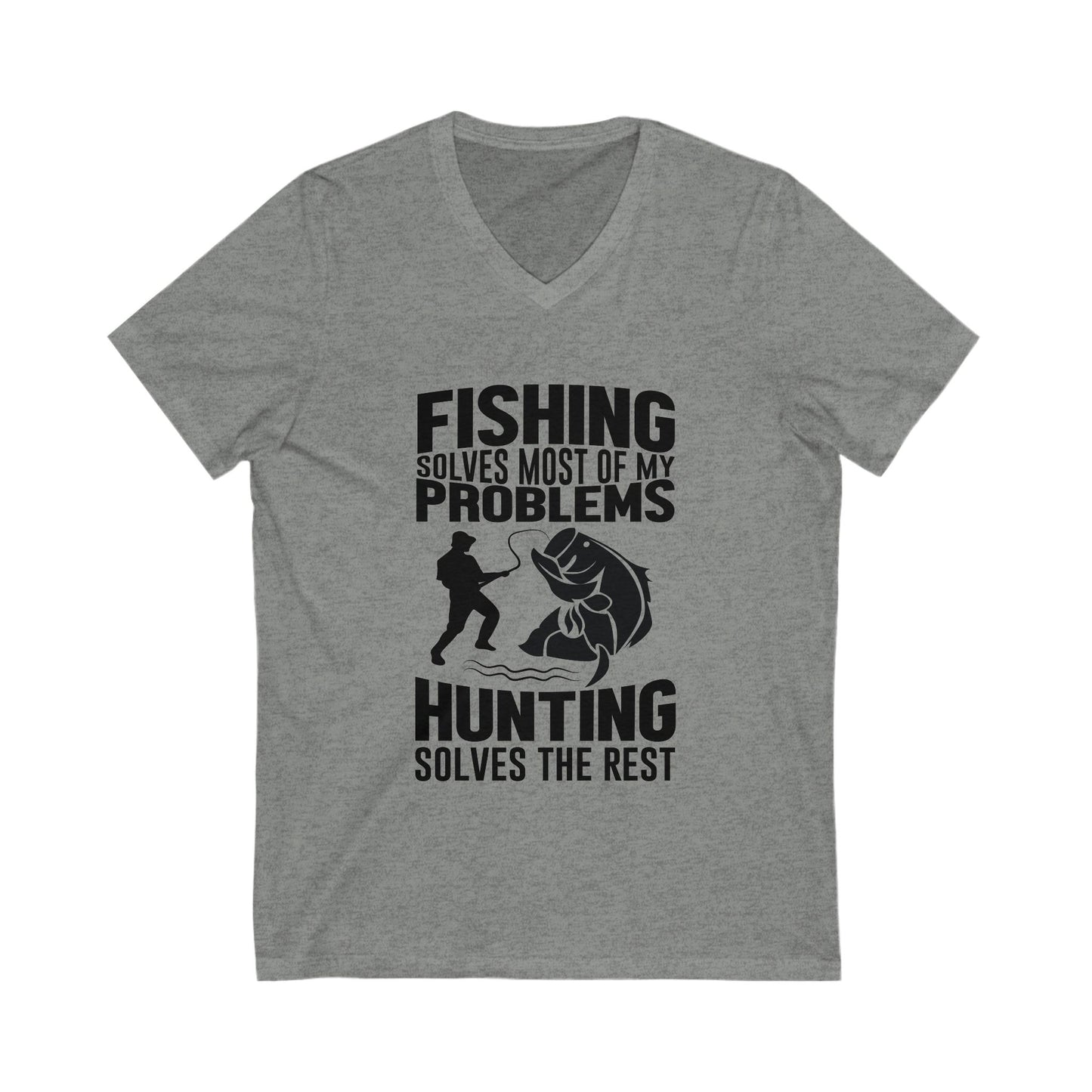 Fishing Solves My Problems Unisex Short Sleeve V-neck Tshirt