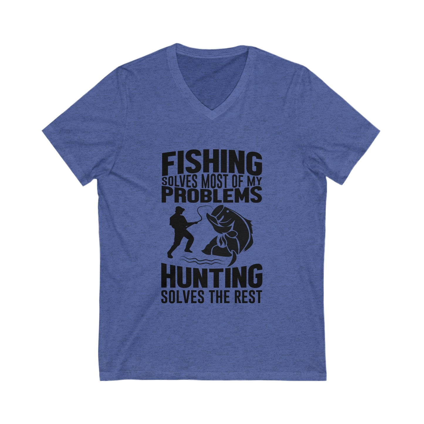 Fishing Solves My Problems Unisex Short Sleeve V-neck Tshirt