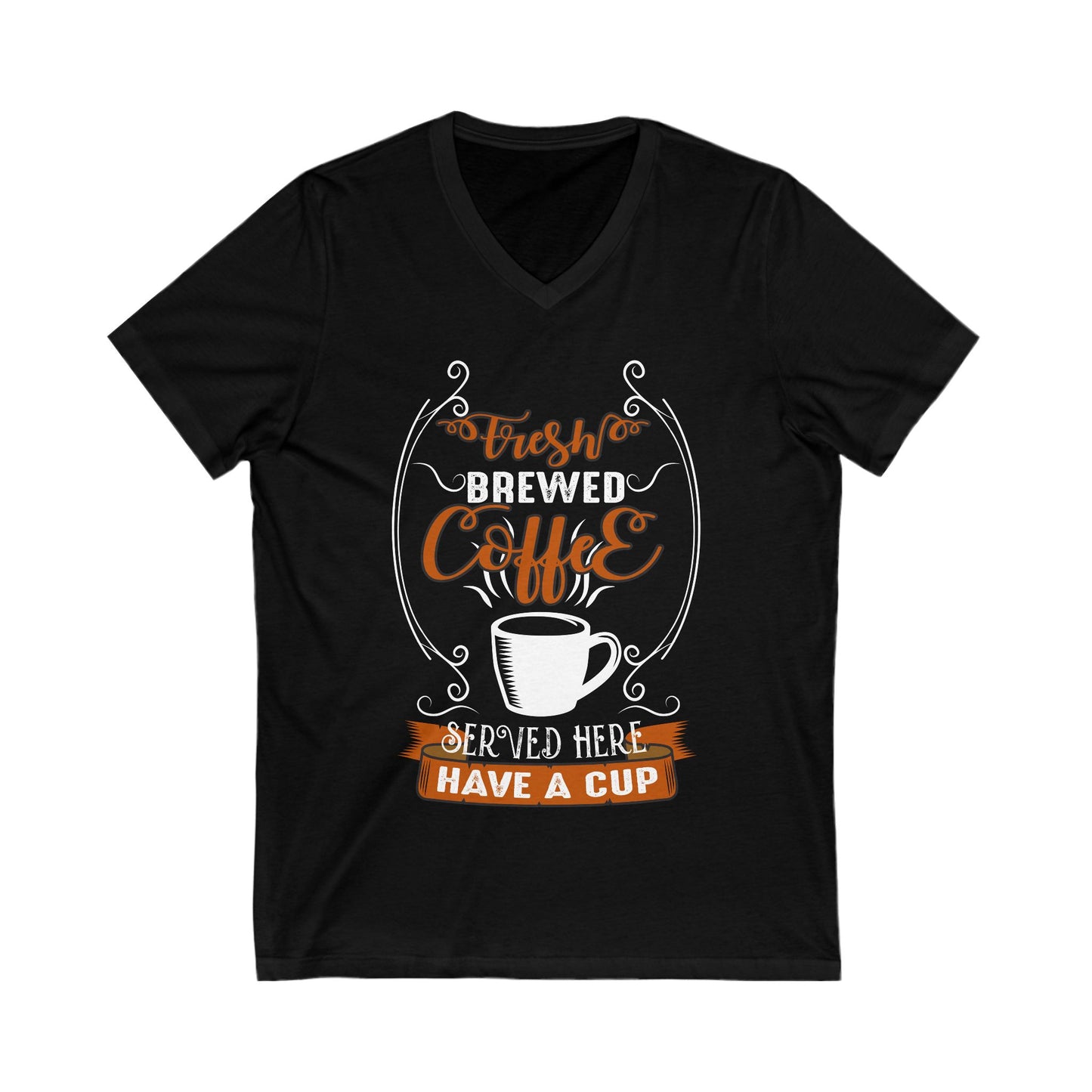Fresh Brewed Coffee Unisex Short Sleeve V-neck Tshirt