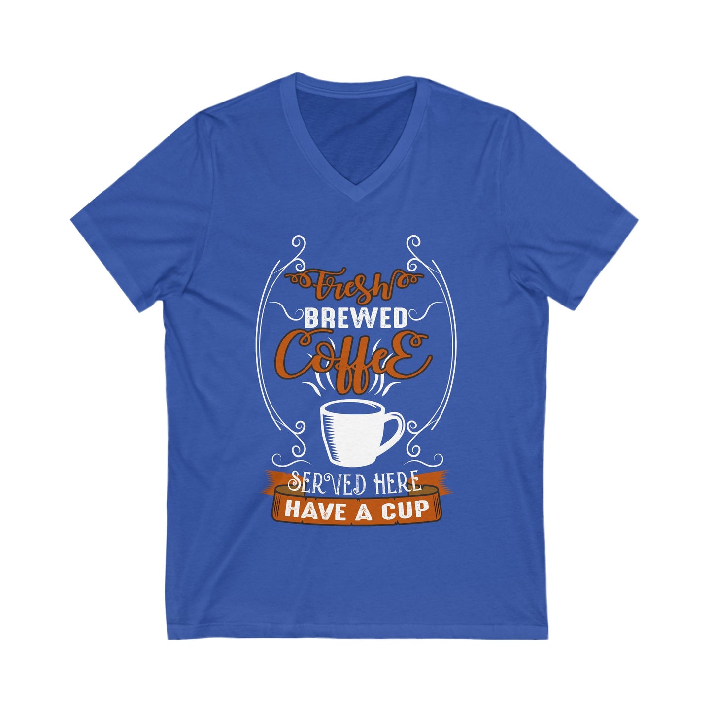 Fresh Brewed Coffee Unisex Short Sleeve V-neck Tshirt