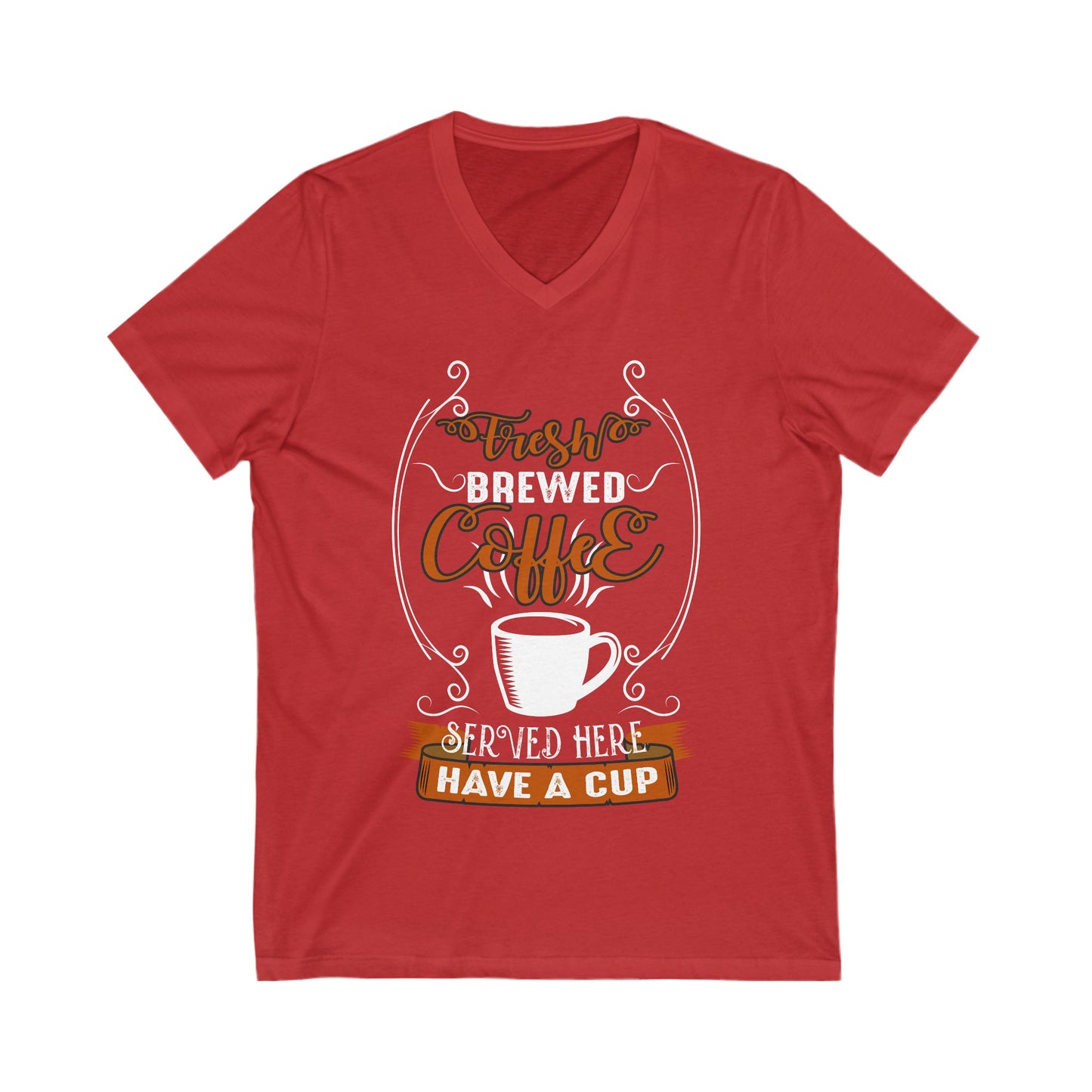 Fresh Brewed Coffee Unisex Short Sleeve V-neck Tshirt
