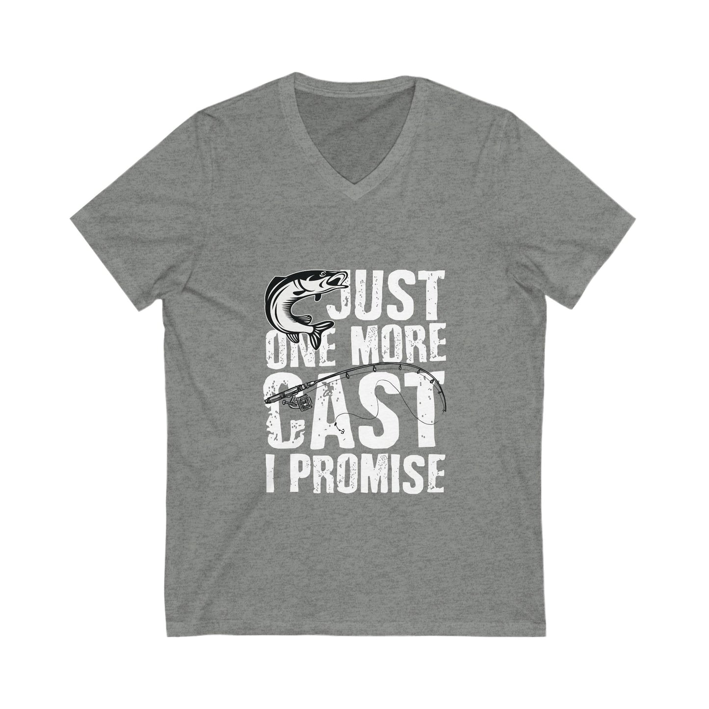 Just One More Cast, I Promise Unisex Short Sleeve V-neck Tshirt