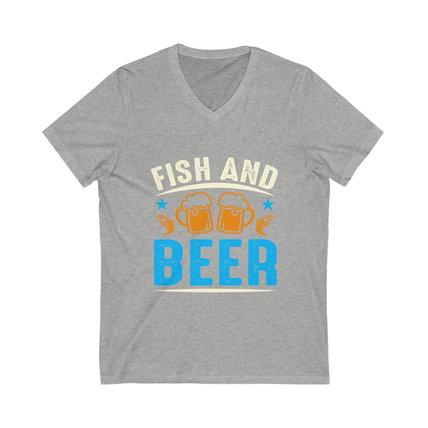 Fish And Beer Unisex Short Sleeve V-neck Tshirt