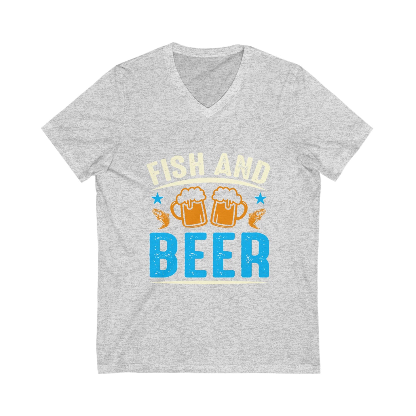 Fish And Beer Unisex Short Sleeve V-neck Tshirt