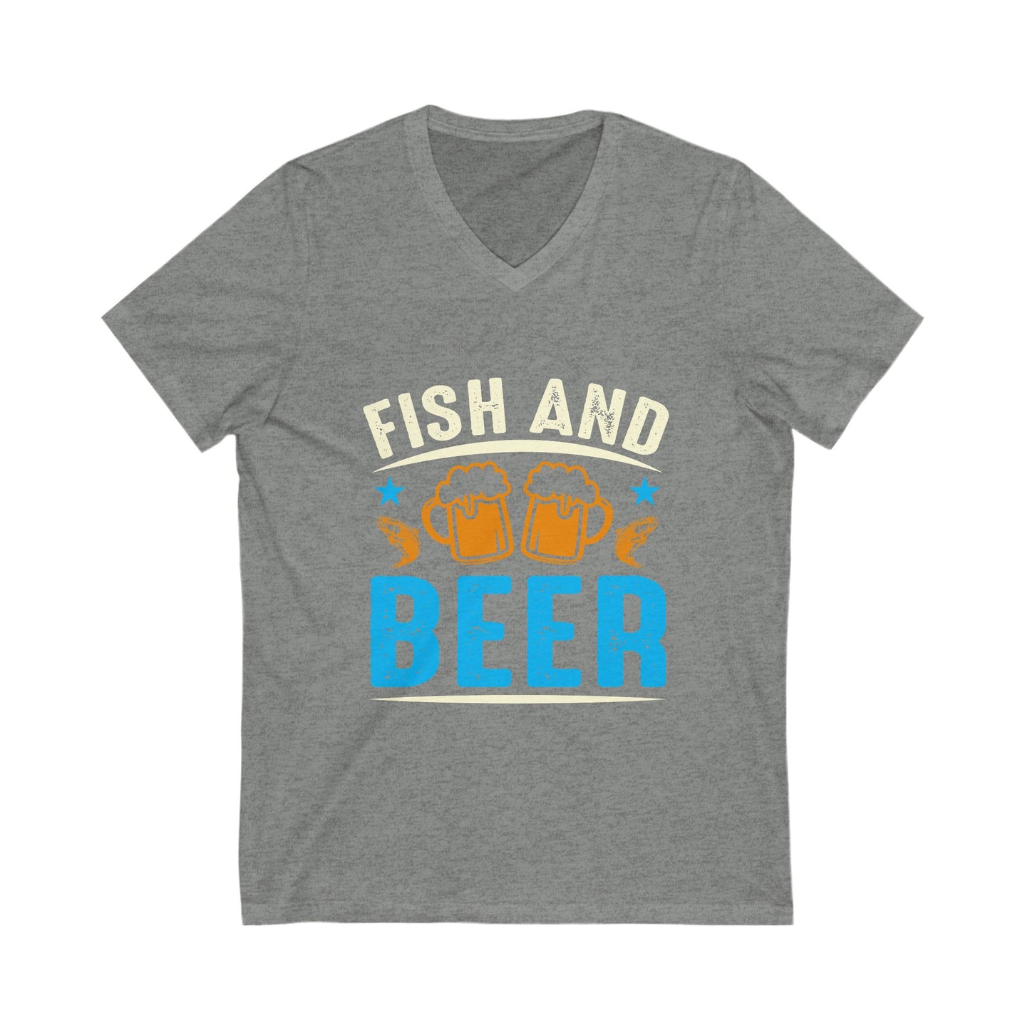 Fish And Beer Unisex Short Sleeve V-neck Tshirt