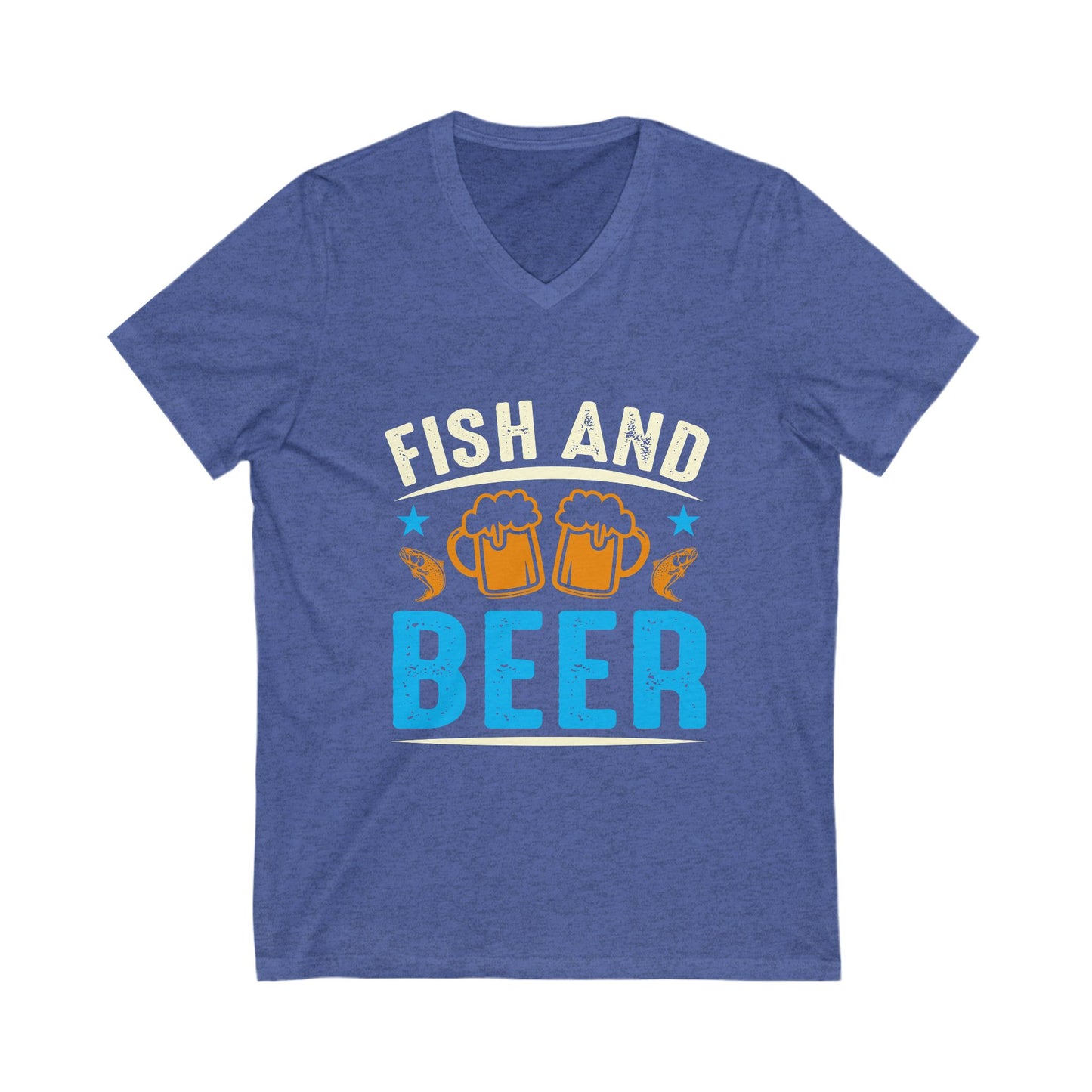 Fish And Beer Unisex Short Sleeve V-neck Tshirt