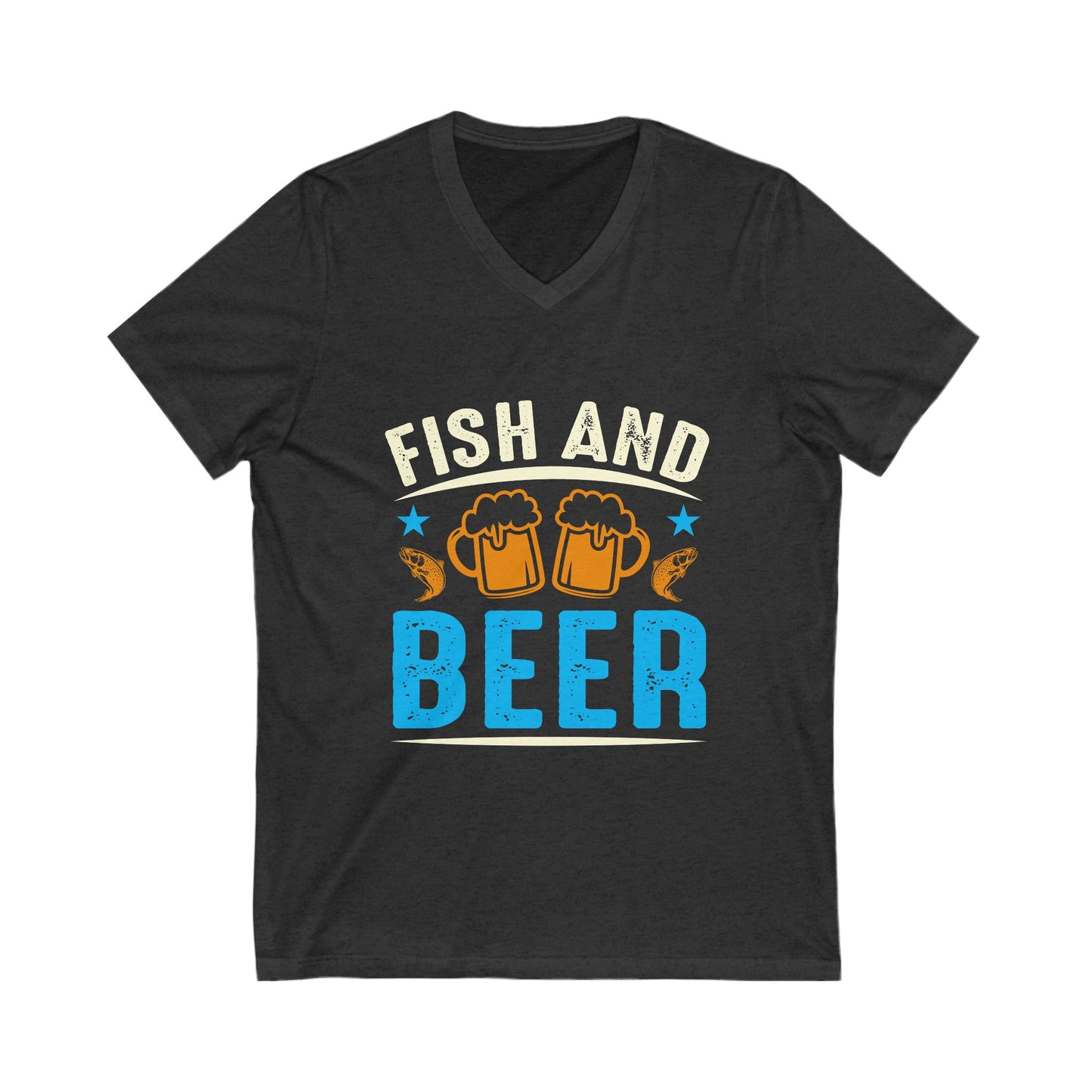 Fish And Beer Unisex Short Sleeve V-neck Tshirt