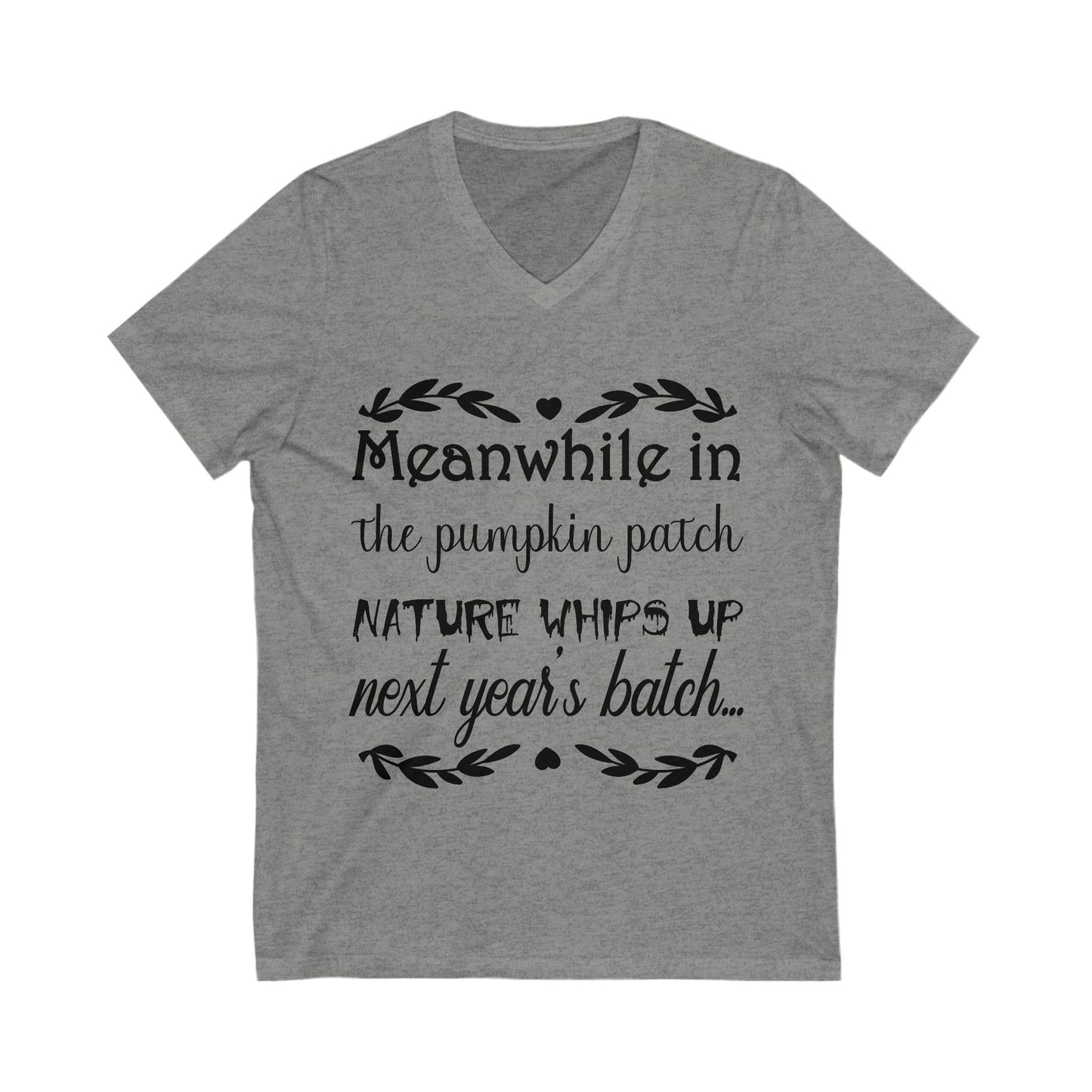 Meanwhile In The Pumpkin Patch Unisex Short Sleeve V-neck Tshirt