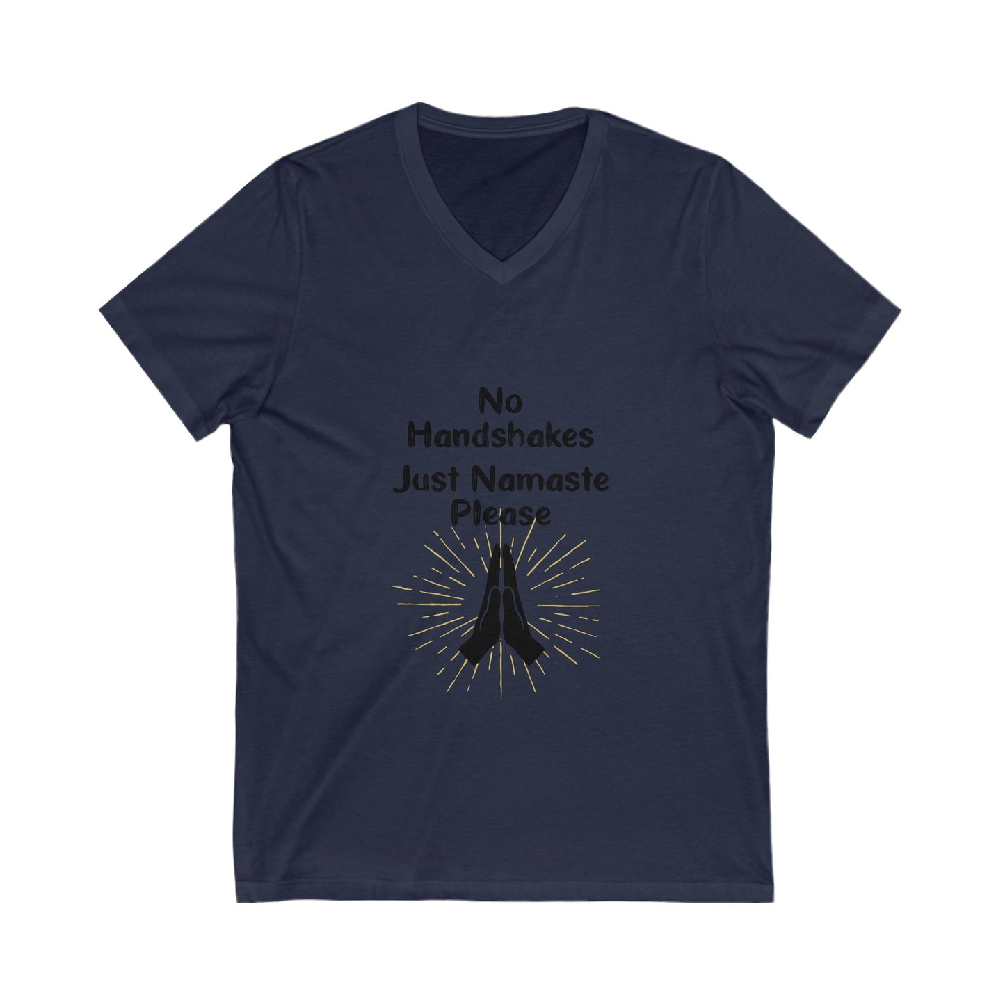Namaste V-Neck Tee - Unisex Short Sleeve Shirt for Peaceful Living