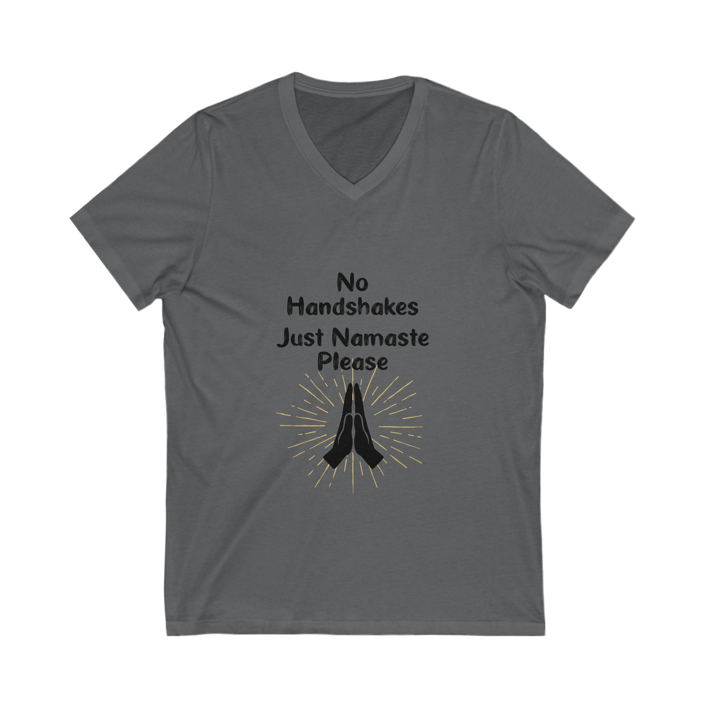 Namaste V-Neck Tee - Unisex Short Sleeve Shirt for Peaceful Living
