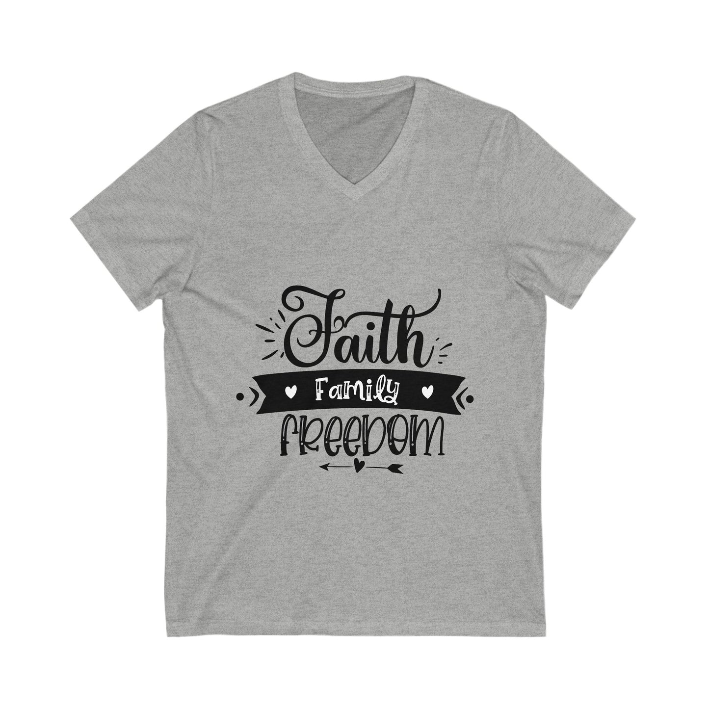 Faith Family Freedom Unisex Short Sleeve V-neck Tshirt