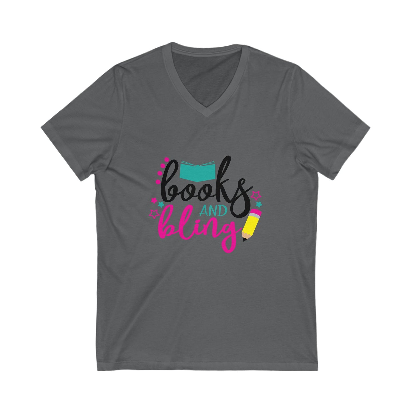Books And Bling Unisex Short Sleeve V-neck Tshirt