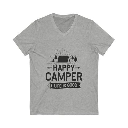 Happy Camper Unisex Short Sleeve V-neck Tshirt