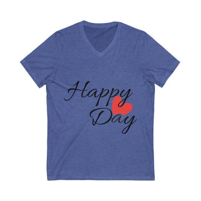 Happy Day Unisex Short Sleeve V-neck Tshirt