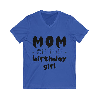 Mom Of The Birthday Girl Unisex Short Sleeve V-neck Tshirt