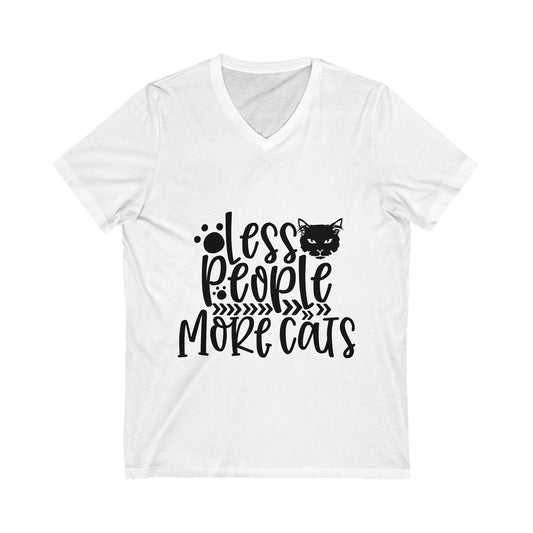 Less People More Cats Unisex Short Sleeve V-neck Tshirt