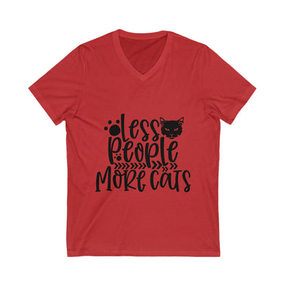 Less People More Cats Unisex Short Sleeve V-neck Tshirt