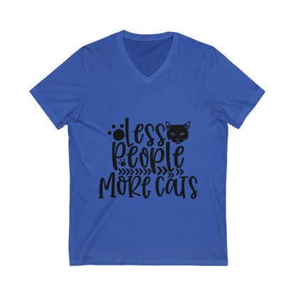 Less People More Cats Unisex Short Sleeve V-neck Tshirt