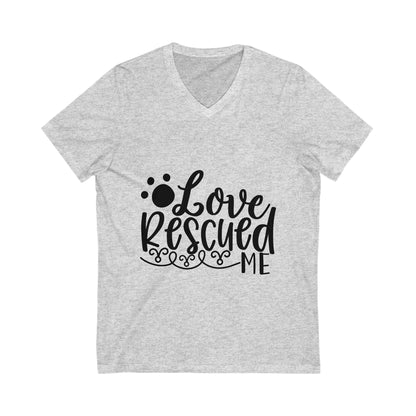 Love Rescued Me Unisex Short Sleeve V-neck Tshirt