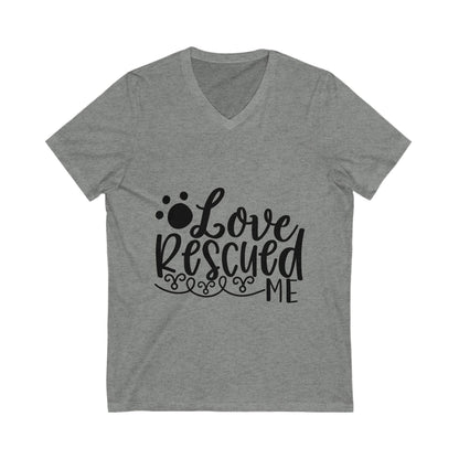 Love Rescued Me Unisex Short Sleeve V-neck Tshirt