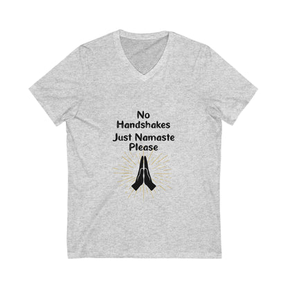 Namaste V-Neck Tee - Unisex Short Sleeve Shirt for Peaceful Living