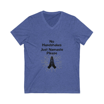 Namaste V-Neck Tee - Unisex Short Sleeve Shirt for Peaceful Living