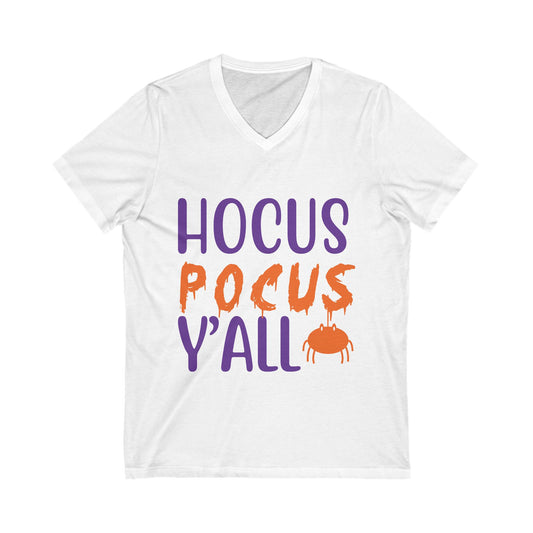 Hocus Pocus Y All Unisex Short Sleeve V-neck Tshirt