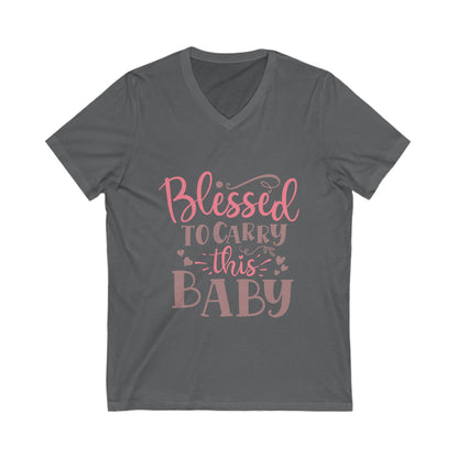 Blessed To Carry This Baby Unisex Short Sleeve V-neck Tshirt